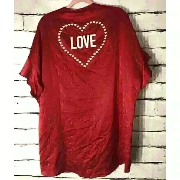 NWT Victoria's Secret Short Satin Love Heart Red Robe Kimono Valentine One Size - Picture 2 of 5